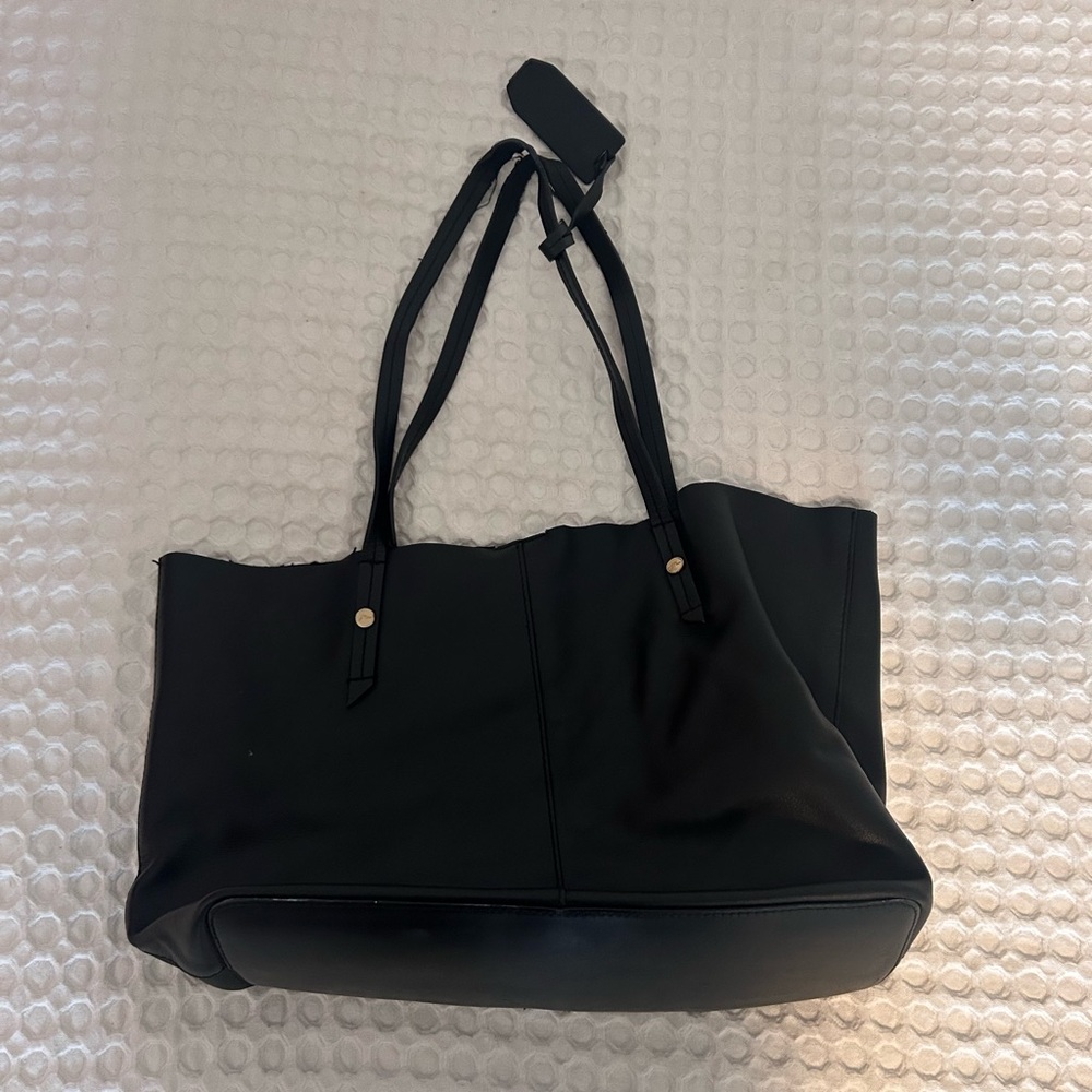 J. Crew Black Genuine Leather Tote Bag
